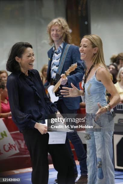 Ann Curry and Sheryl Crow during Sheryl Crow Performs on the "Today Show" - July 12, 2006 at Rockefeller Plaza in New York City, New York, United...