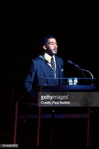 American activist Dexter King speaks during a birthday tribute to his grandfather, Martin Luther King Jr, at the Medinah Temple, Chicago, Illinois,...