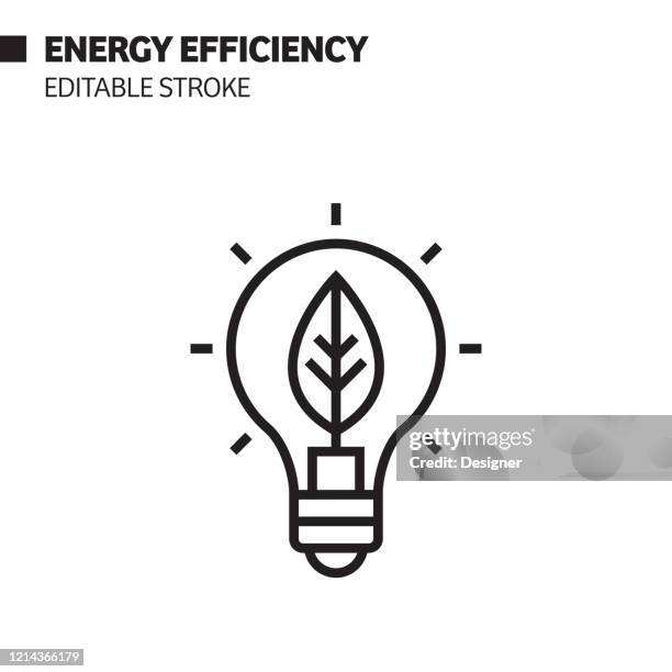 energy efficiency line icon. editable stroke outline symbol - water efficient stock illustrations