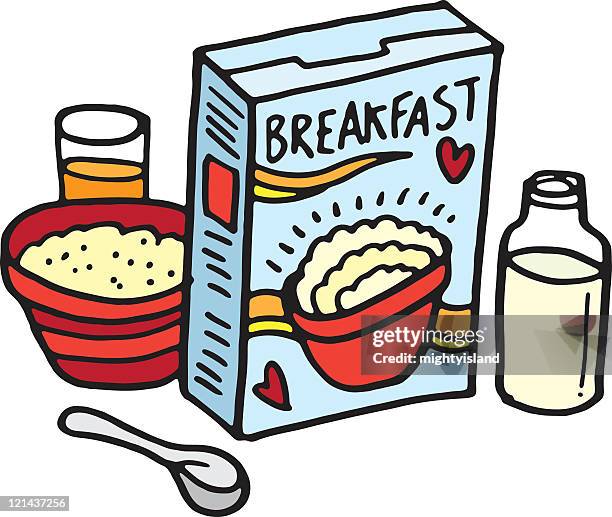 ilustraciones, imágenes clip art, dibujos animados e iconos de stock de de desayuno boceto - cereal de desayuno