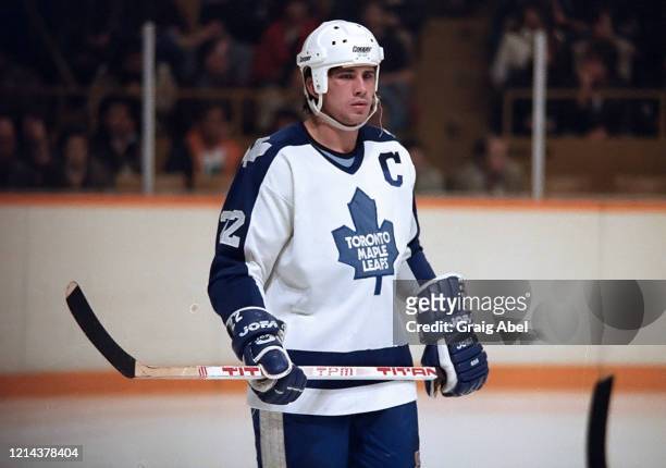 Rick Vaive of the Toronto Maple Leafs skates against the Detroit Red Wings during NHL game action on December 8, 1982 at Maple Leaf Gardens in...