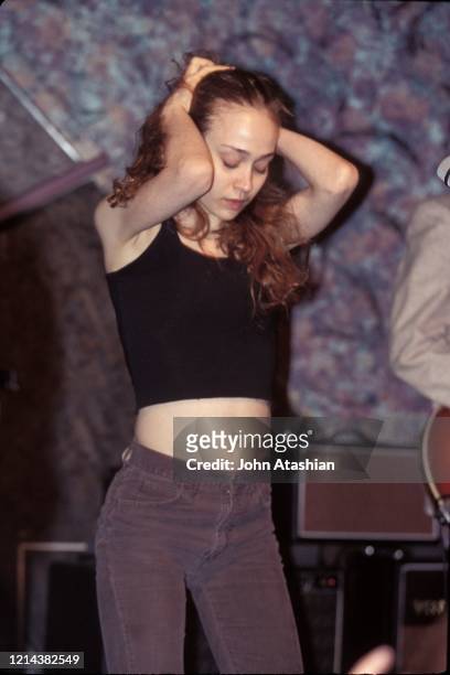 Grammy award winning singer & songwriter Fiona Apple is shown performing on stage during a concert appearance on June 1, 1997. .