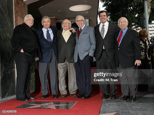 Ernest Borgnine, David Gerber, Ed Asner, Walter Mirrish, Peter Chernin and Johnny Grant