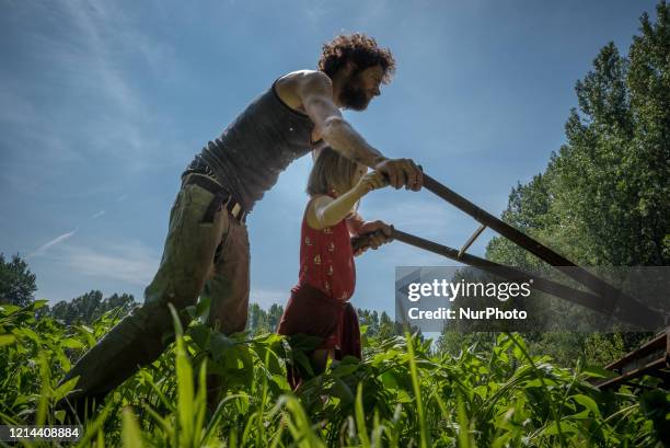 Community Supported Agriculture Farmer is working on his feld in Ghent, Belgium on 21 May 2020. The EU Green Deal demand conservation, sustainable...