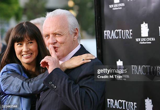 Stella Arroyave and Sir Anthony Hopkins during "Fracture" Los Angeles Premiere - Arrivals at Mann Village Theater in Westwood, California, United...