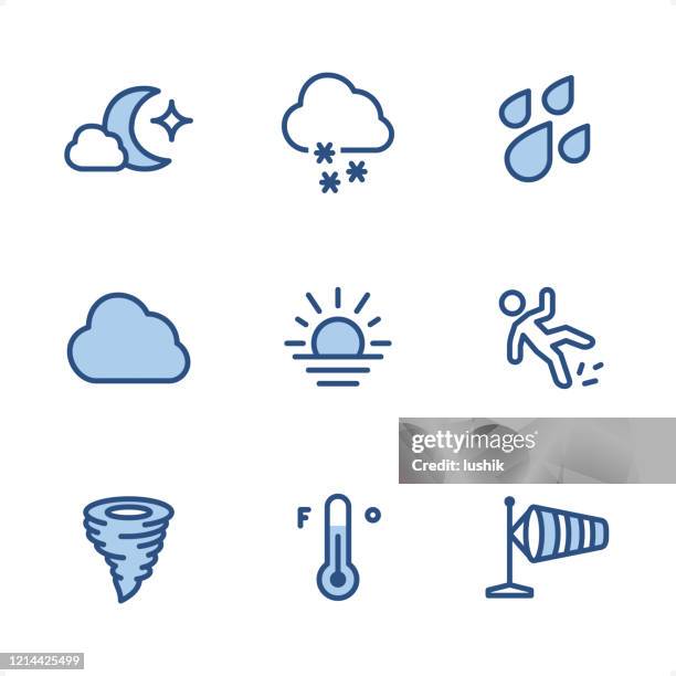 weather - pixel perfect blue icons - sleet stock illustrations