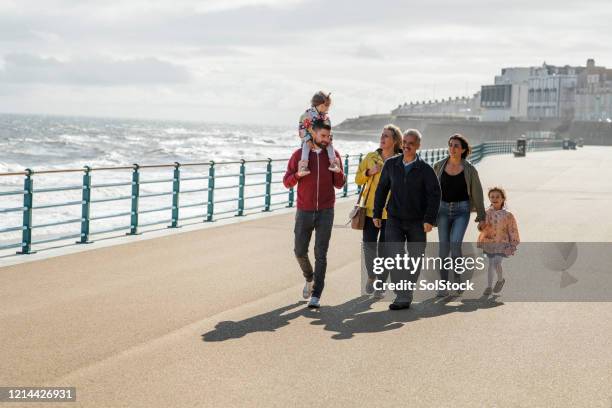 one big happy family - multigenerational family beach stock pictures, royalty-free photos & images