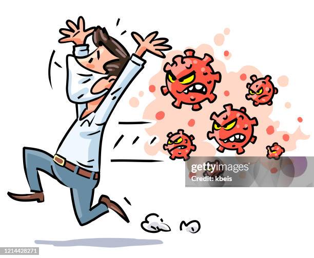 man running away from virus - man running scared stock illustrations