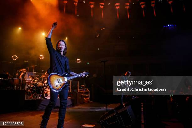 Myles Kennedy and Mark Tremonti of Alter Bridge perform on stage with the Parallax Orchestra at Royal Albert Hall on October 3, 2017 in London,...