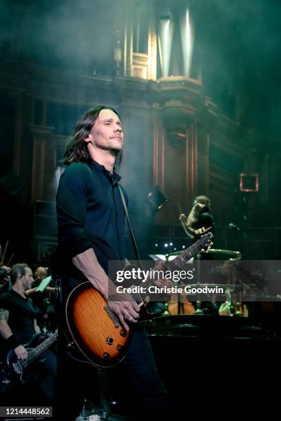 Myles Kennedy of Alter Bridge performs on stage with the Parallax Orchestra at Royal Albert Hall on October 3, 2017 in London, England.