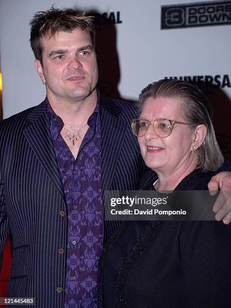 Chris Henderson of 3 Doors Down and mother during 3 Doors Down "Seventeen Days" Album Release Party at Crash Mansion in New York City, New York,...