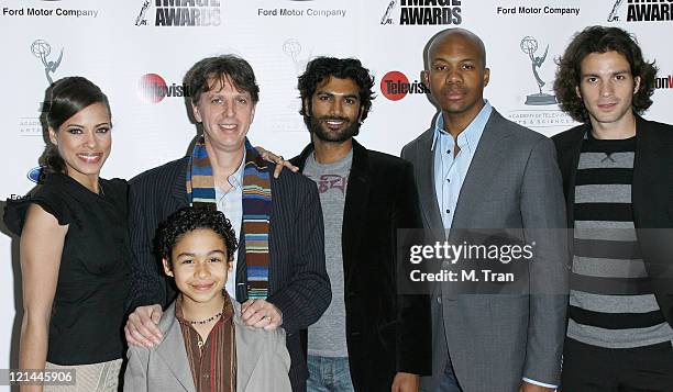 Tawny Cypress, Noah Gray-Cabey, Tim Kring, creator of "Heroes", Sendhil Ramamurthy, Leonard Roberts and Santiago Cabrera