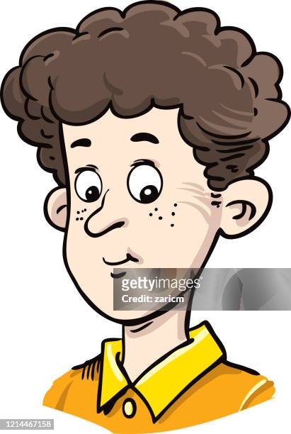 Teenager Cartoon Boy With Curly Hair High-Res Vector Graphic - Getty Images
