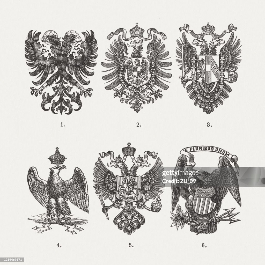 Historische Kaiseradler, Holzstiche, erschienen 1893