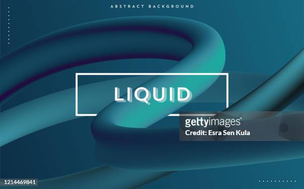 trendy abstract liquid design templates with 3d flow shapes. - teal stock illustrations