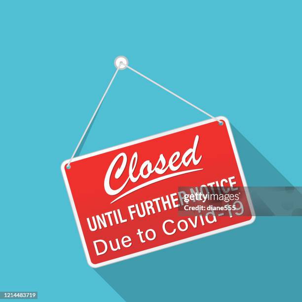 closed sign due to coronavirus virus - emergancy communication stock illustrations