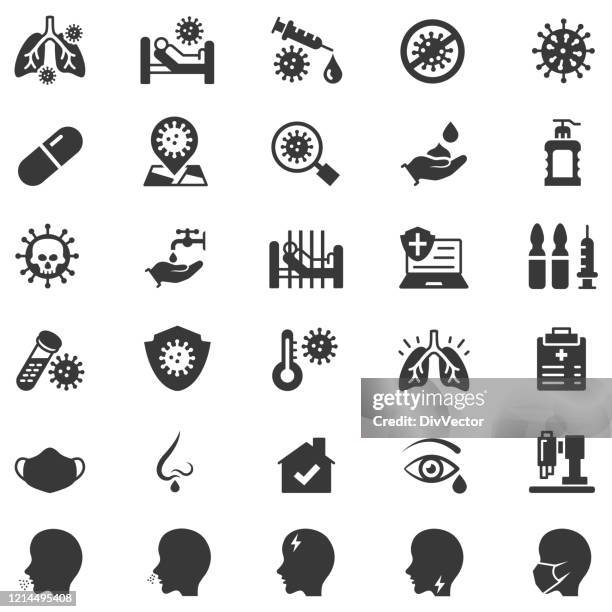 ilustrações de stock, clip art, desenhos animados e ícones de coronavirus icon set - condição