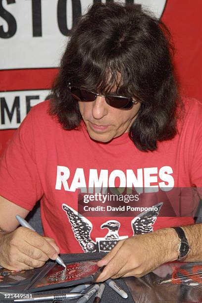 Marky Ramone of The Ramones during Marky Ramone Signs Copies of "Ramones Raw" DVD - September 29, 2004 at Virgin Megastore - Times Square in New...