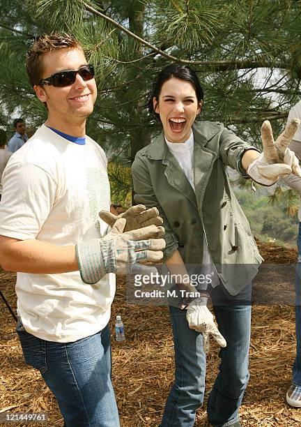 Lance Bass and Christy Carlson Romano during EMA and E! Entertainment Television Tree Planting Event - April 4, 2007 at Tree People's Headquarters in...