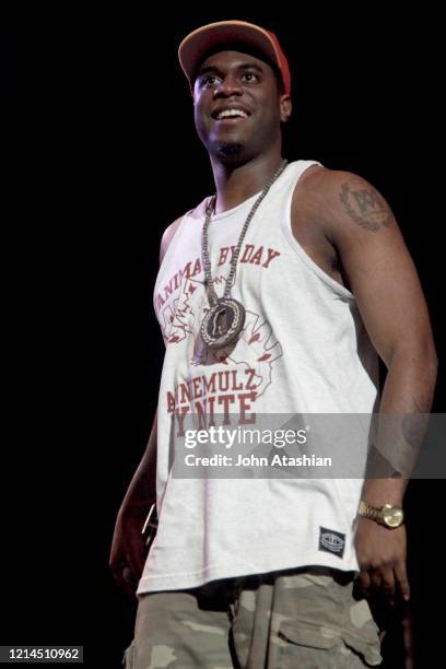 Hip hop musician and record producer Justin Scott, better known by his stage name Big K.R.I.T , is shown performing on stage during a live concert...