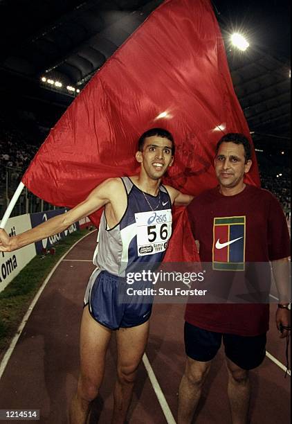 Hicham El Guerrouj of Morocco wins the Mile race during the IAAF Golden League Golden Gala at the Stadio Olimpico in Rome. \ Mandatory Credit: Stu...