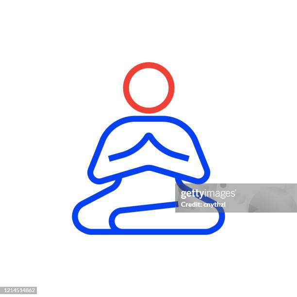 meditation vector line icon - editable stroke, simple line symbol, premium quality design element. - mindfulness stock illustrations
