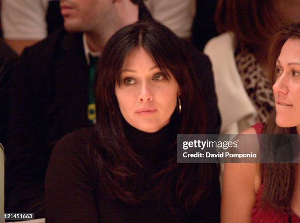 Shannen Doherty during Olympus Fashion Week Fall 2005 - Joseph Abboud - Front Row and Backstage at Bryant Park in New York City, New York, United...