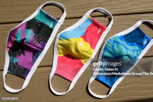 These are prototypes of the new masks being made by Xtreme Pro Apparel on March 23, 2020 in Broomfield, Colorado. Xtreme Pro Apparel is a sports...