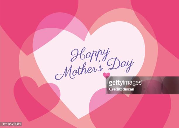 ilustrações, clipart, desenhos animados e ícones de cartão de saudação do dia das mães com corações. - mothers day