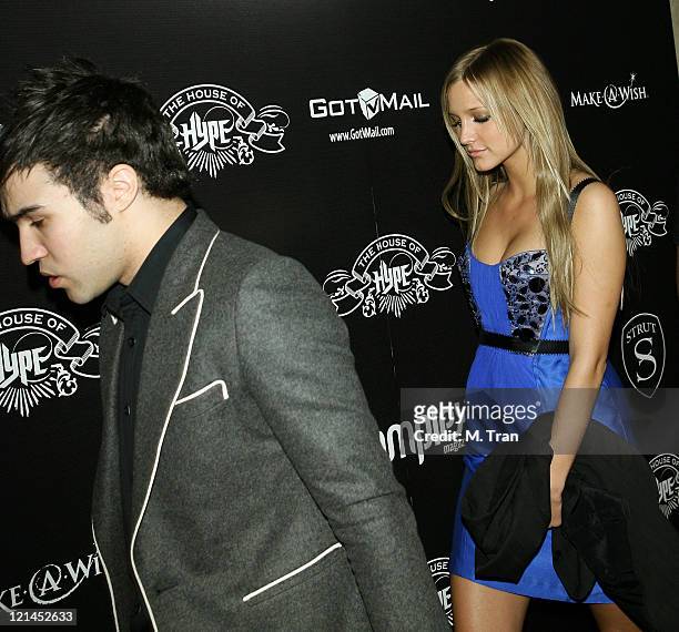 Pete Wentz and Ashlee Simpson during House of Hype Pre-Grammy Party at Roosevelt Hotel in Hollywood, California, United States.