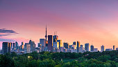 Toronto city night view from Riverdale Avenue. Ontario, Canada
