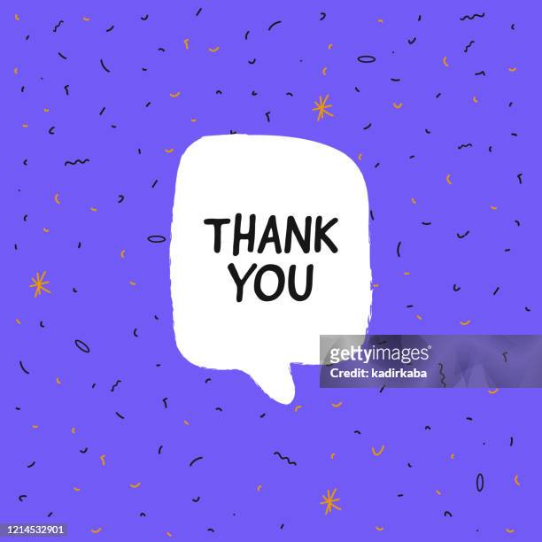thank you banner, speech bubble, poster and sticker concept, vector illustration - thank you stock illustrations