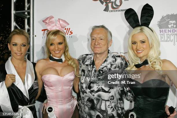 Kendra Wilkinson, Holly Madison, Hugh Hefner and Bridget Marquardt