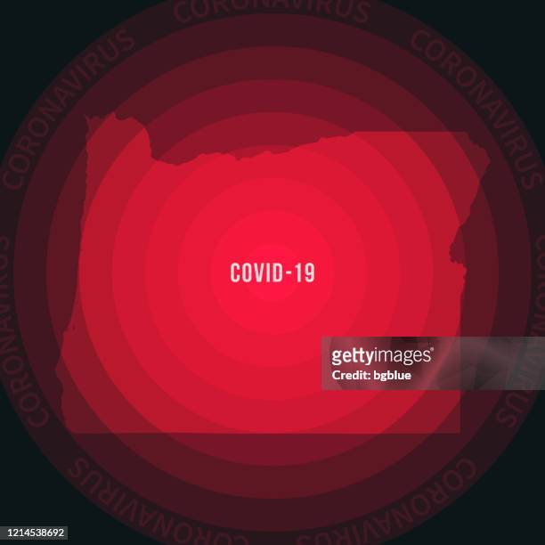 stockillustraties, clipart, cartoons en iconen met oregon kaart met de verspreiding van covid-19. coronavirus uitbraak - oregon amerikaanse staat
