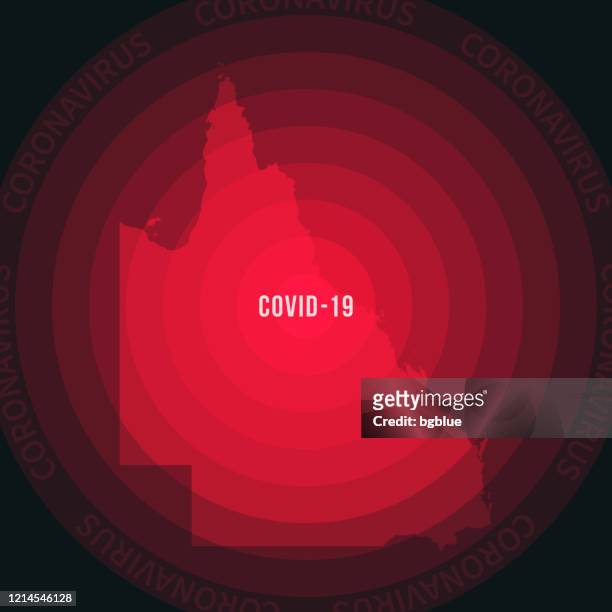 queensland map with the spread of covid-19. coronavirus outbreak - brisbane sign stock illustrations