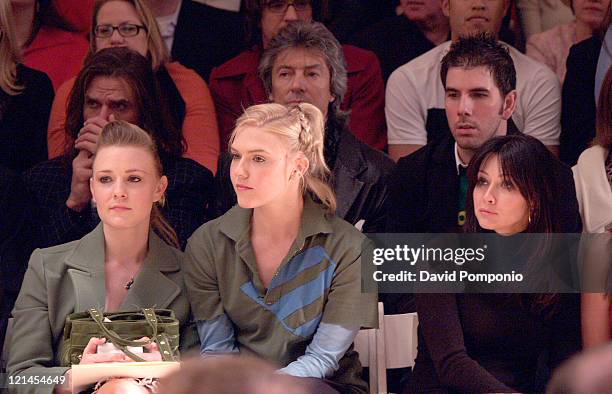Chelse Swain, Dominique Swain and Shannen Doherty during Olympus Fashion Week Fall 2005 - Joseph Abboud - Front Row and Backstage at Bryant Park in...