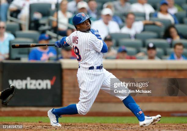 Rajai Davis of the New York Mets in action against the Arizona Diamondbacks at Citi Field on September 12, 2019 in New York City. The Mets defeated...