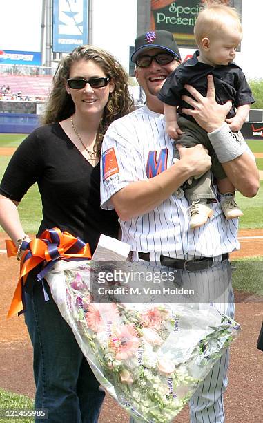 Jason Phillips, Family during 1-800-Flowers.com and the New York Mets team up to honor the Mets' wives, mothers and mother-in-laws at Shea Stadium in...