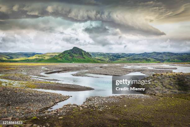 ulfarsdalur sudurland iceland dramatic volcanic landscape - selfoss stock pictures, royalty-free photos & images