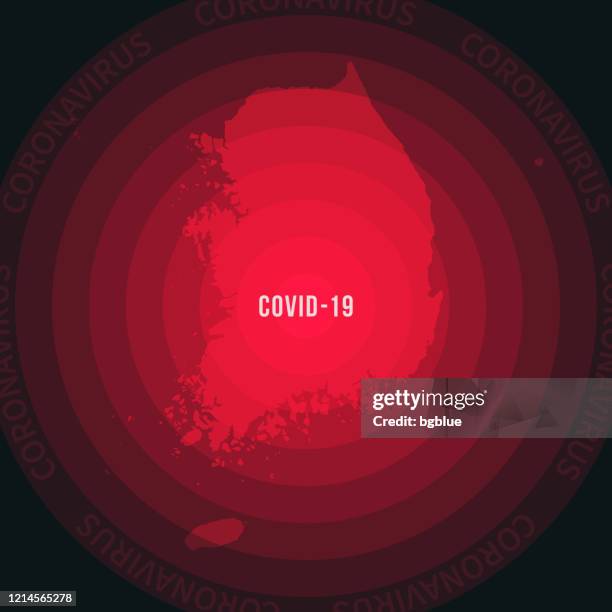 bildbanksillustrationer, clip art samt tecknat material och ikoner med sydkorea karta med spridningen av covid-19. utbrott av coronavirus - south korea