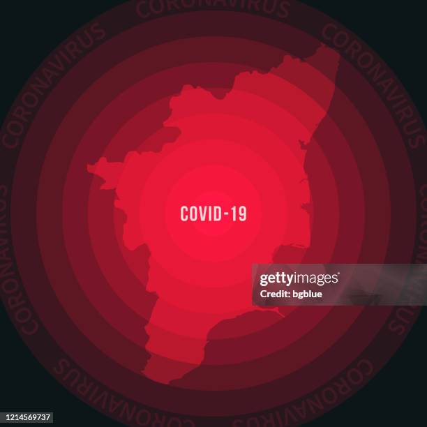 tamil nadu karte mit der verbreitung von covid-19. coronavirus-ausbruch - madras indien stock-grafiken, -clipart, -cartoons und -symbole