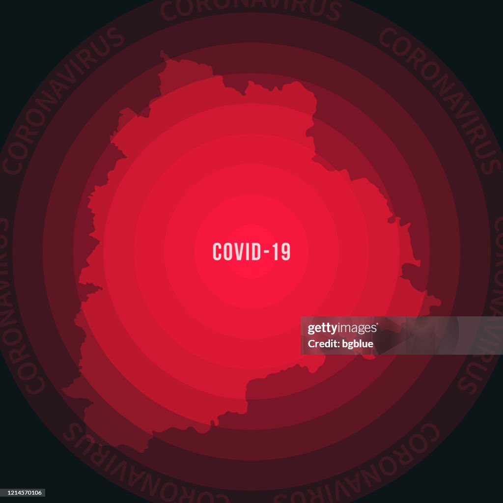 COVID-19の広がりを持つテランガナマップ。コロナウイルスの流行