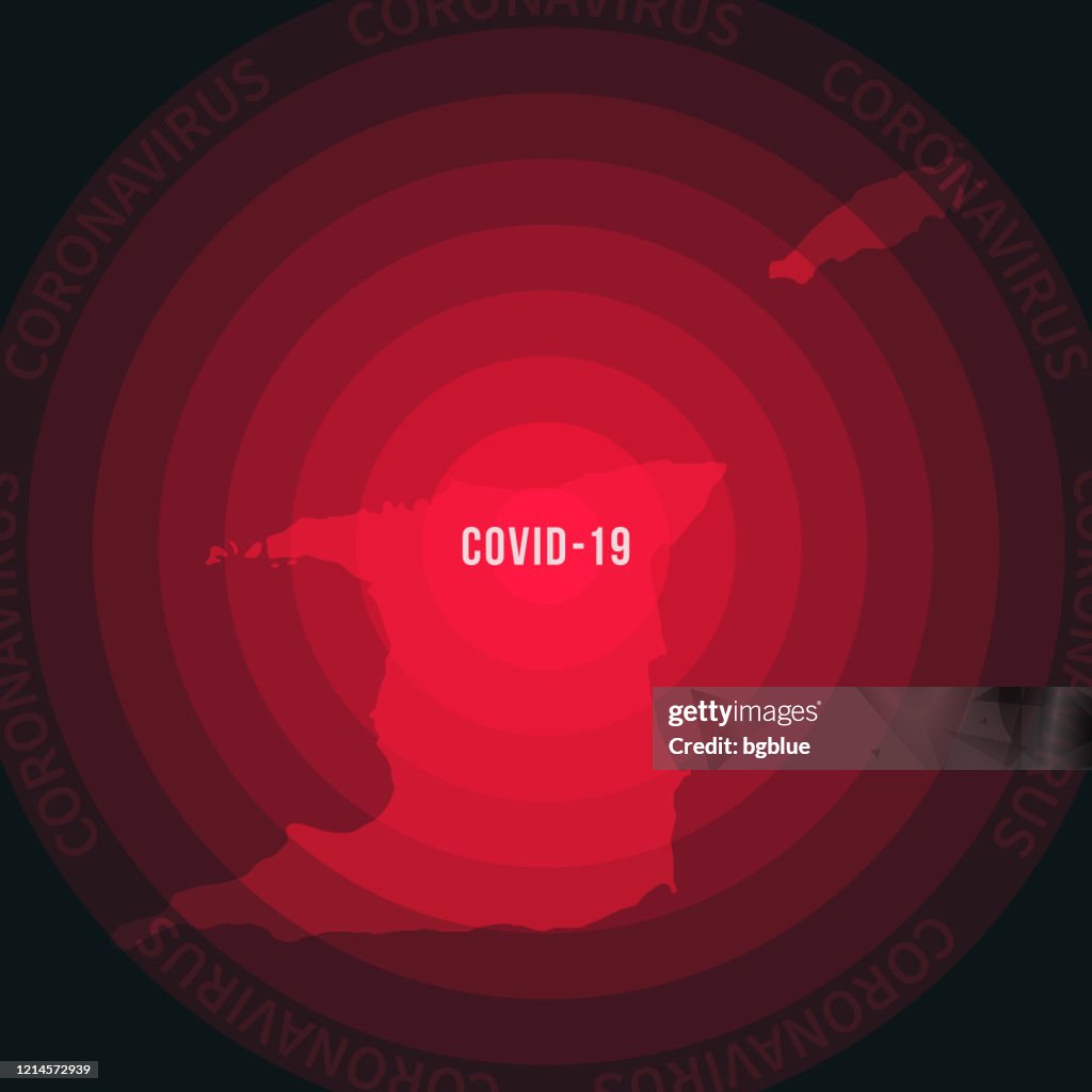 Mapa de Trinidad y Tabago con la extensión de COVID-19. Brote de coronavirus