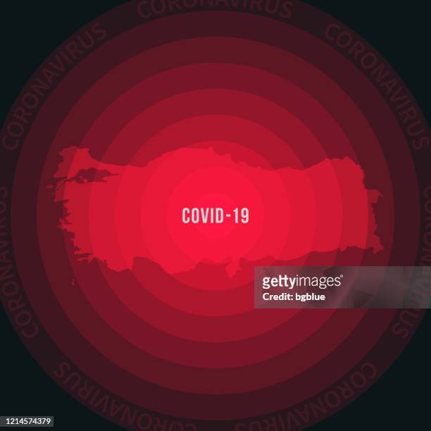 illustrazioni stock, clip art, cartoni animati e icone di tendenza di mappa della turchia con la diffusione del covid-19. focolaio di coronavirus - turchia