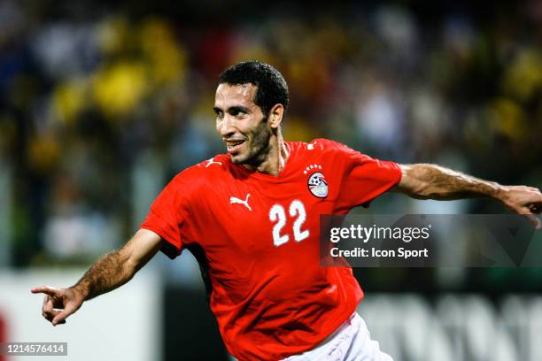 Mohamed ABOUTRIKA of Egypt celebrate his goal during the African Nations Cup Final match between Cameroon and Egypt at Ohene Djan Stadium, Accra,...