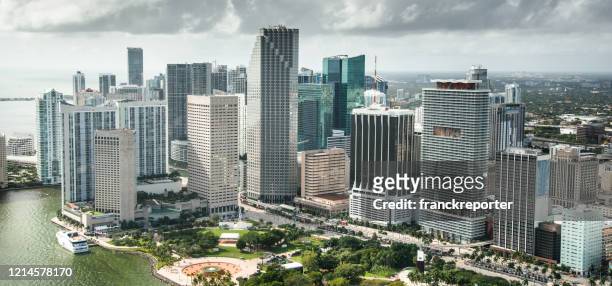 aerial view of miami city - brickell avenue stock pictures, royalty-free photos & images