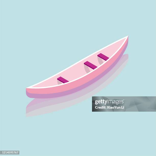 vector drawn wooden boat. isolated on blue background. - trawler stock illustrations