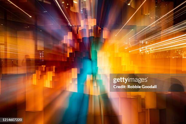 multi coloured abstract explosion of light - zoom avant photos et images de collection