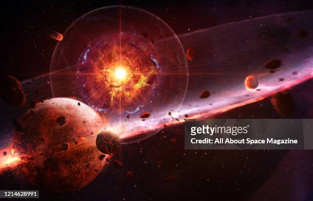 Illustration of a supernova explosion destroying planets, created on July 19, 2015.