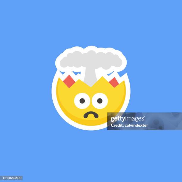 emoticon sticker blue background - nuclear fallout stock illustrations